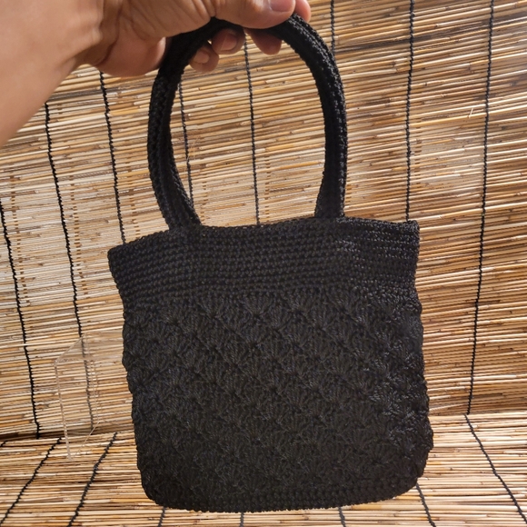 Vintage La Rue Mini Lined Crocheted Black Women's Bag - Picture 3 of 5